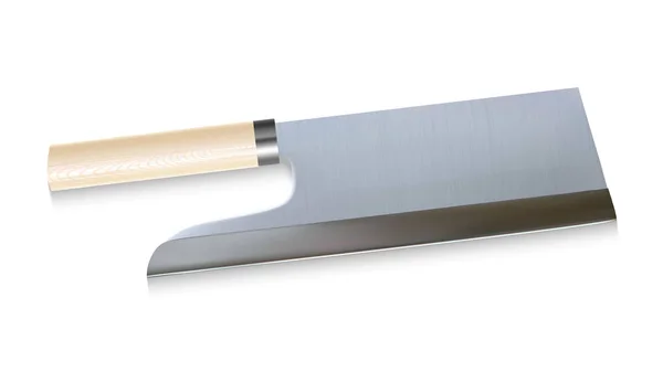 Cleaver Butcher Knife With Wooden Handle Vector — 스톡 벡터