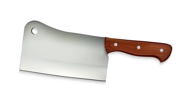 Couteau de cuisine grand fendeur avec vecteur de poignée en bois — Image vectorielle