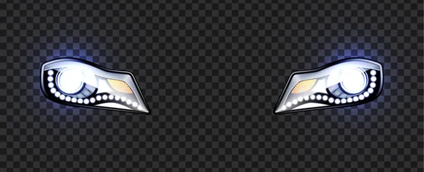 Car Headlight Xenon And Led Type Lamps Vector — 스톡 벡터