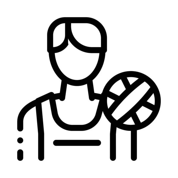 Illustration vectorielle de contour d'icône de joueur de volleyball masculin — Image vectorielle