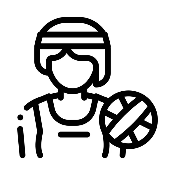 Illustration vectorielle de contour d'icône de joueuse de volleyball féminin — Image vectorielle