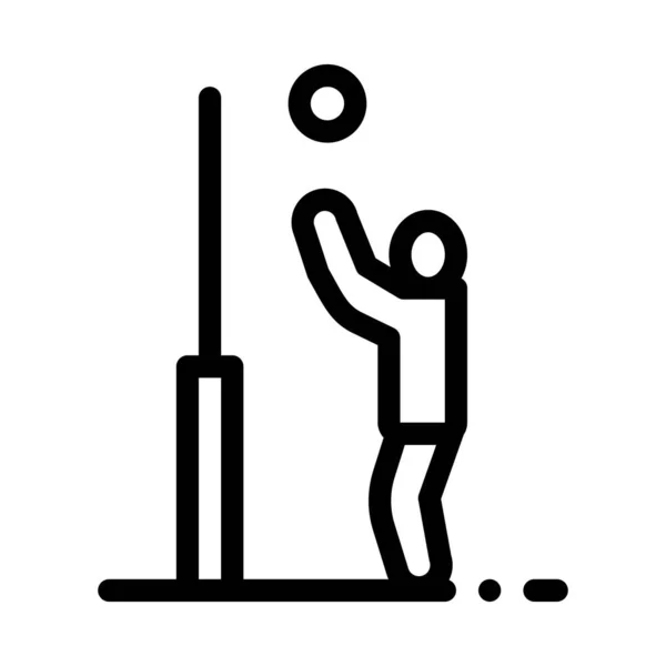 Giocatore con palla vicino anello icona vettoriale Outline Illustrazione — Vettoriale Stock