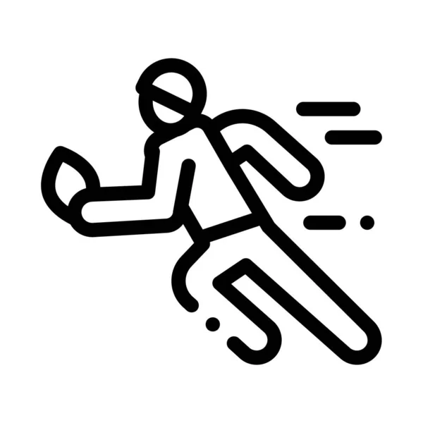 Illustration vectorielle de contour d'icône de joueur de rugby en mouvement — Image vectorielle