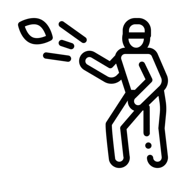 Jogador de rugby lança bola ícone Vector Esboço ilustração — Vetor de Stock