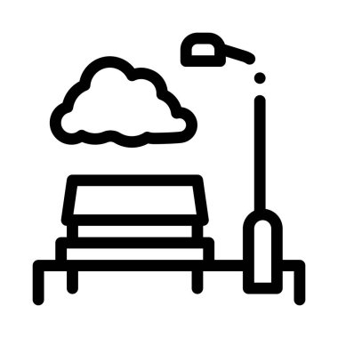 Benches Simge Vektör Taslağı Resimli Park