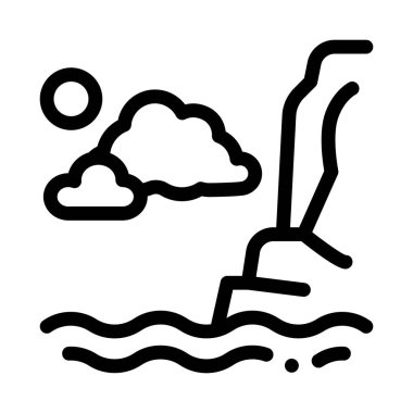 Gece Denizi Simgesi Vektör Özeti Çizimi