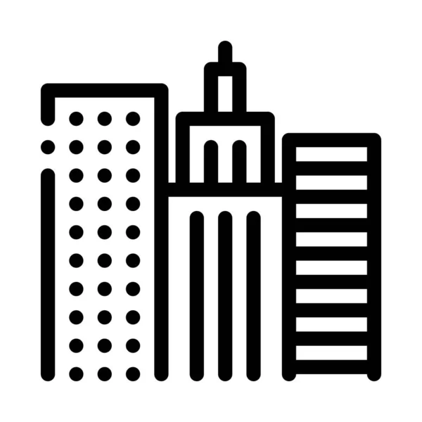 High-Rise Buildings View Icon Vector Outline Illustration — 스톡 벡터