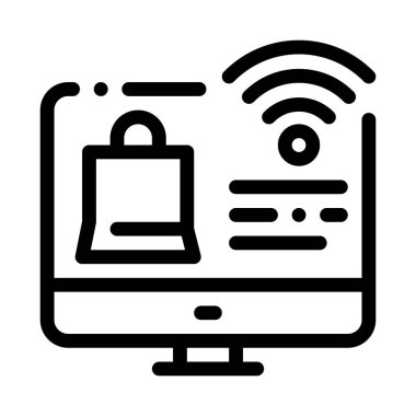 Wi-Fi Simge Vektör Tasviri ile Çevrimiçi Alışveriş