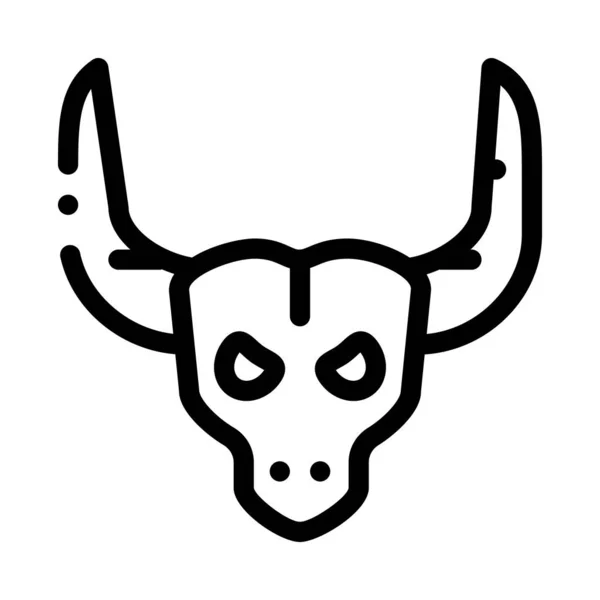 Bull with Horns Icon Vector Outline Illustration — Stockový vektor
