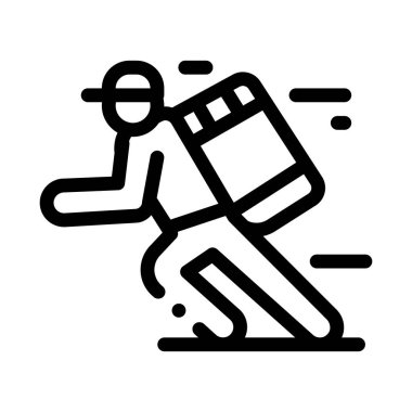 Teslimat Ekspres Kuryesi Büyük Paket Simge Vektör Tasviri