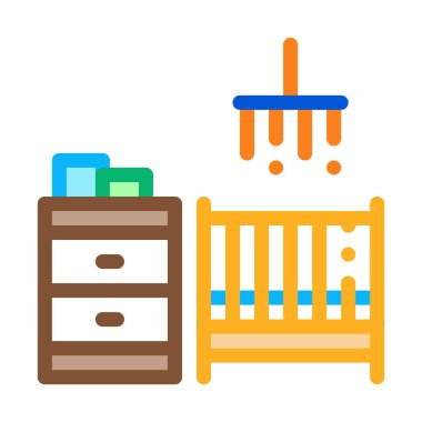 Çocuk Odası Simge Vektör Özeti Çizimi