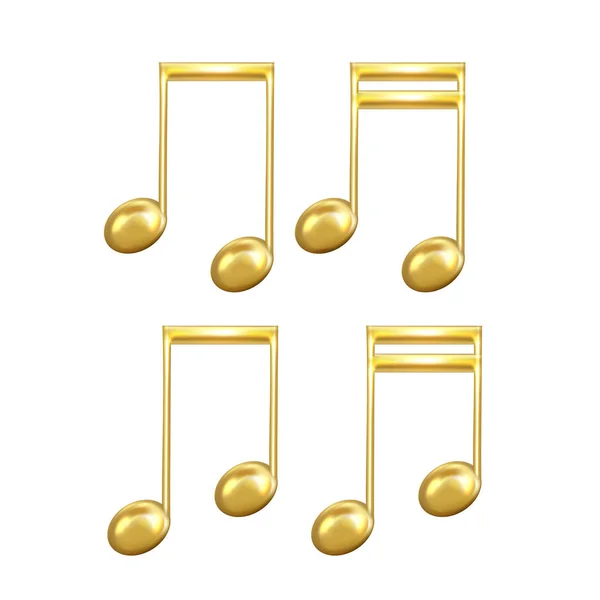 Notas musicales Símbolos en color dorado Set Vector — Vector de stock