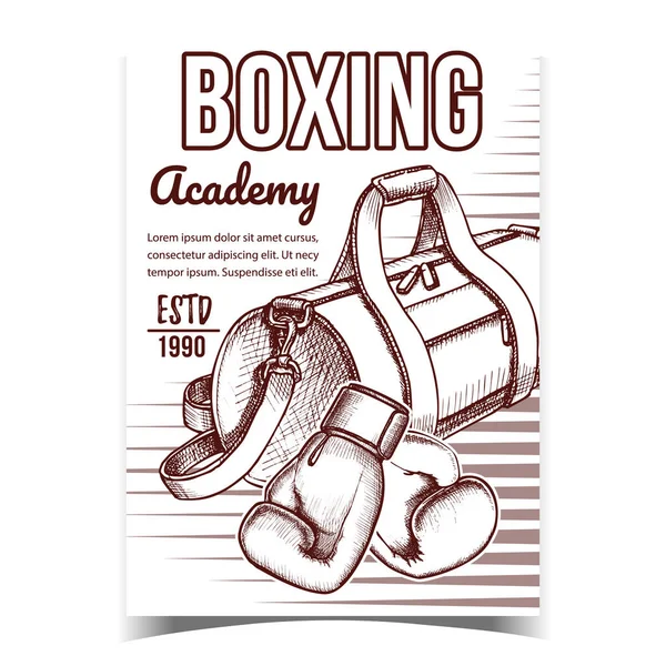 Boxing Sport Academy Advertising Banner Vector — Stok Vektör