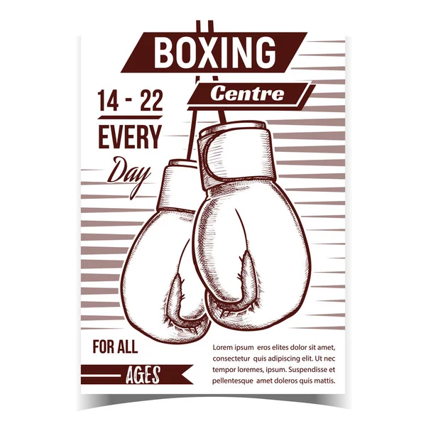 Centro Esportivo de Boxe Publicidade Poster Vector — Vetor de Stock