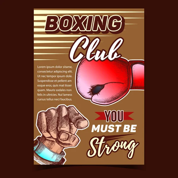 Boxe Sportive Club Publicidade Banner Vector — Vetor de Stock