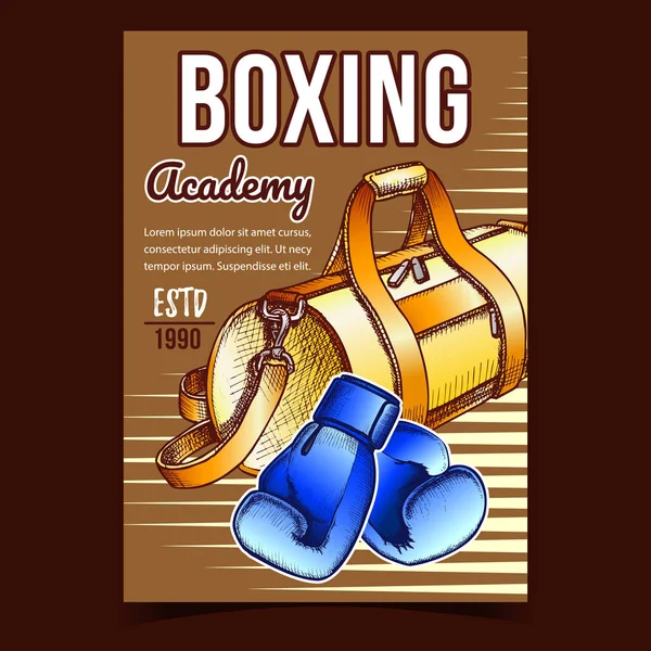 Boxe Sport Academy Publicidade Banner Vector —  Vetores de Stock