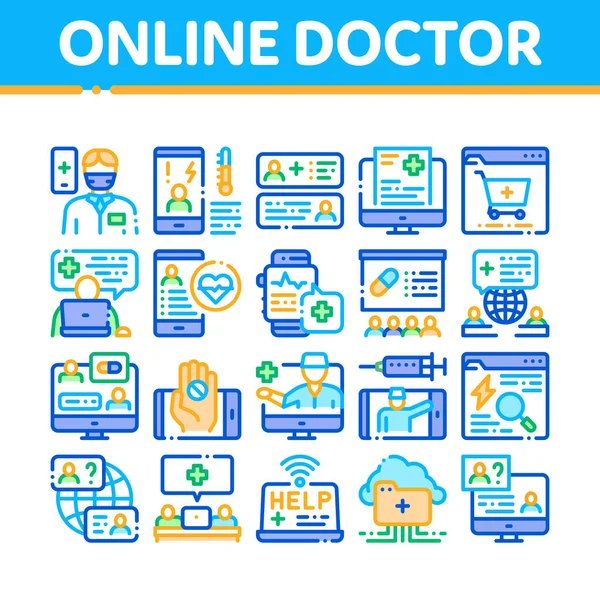 Online Συμβουλές Γιατρός Συλλογή Εικόνες Ορισμός διάνυσμα — Διανυσματικό Αρχείο
