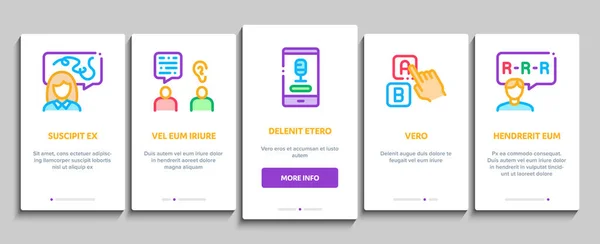 Logopäde helfen beim Onboarding von Elementen Icons setzen Vektor — Stockvektor