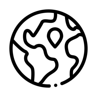 Dünya Gezegeni Topografi Simgesi İnce Çizgi Vektörü