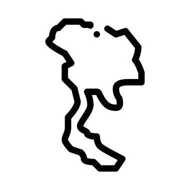 Tayland Coğrafi Haritası Simge İnce Satır Vektörü