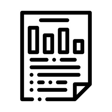 İstatistikçi Raporu Belgesi Simgesi İnce Satır Vektörü