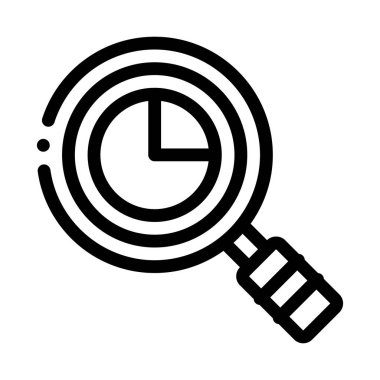 İstatistikçi Büyüteç Cam Simgesi İnce Çizgi Vektörü