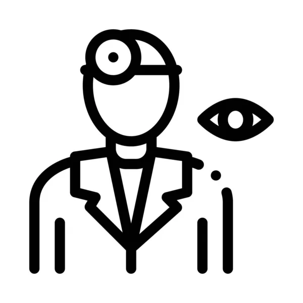 Oculista Doctor Silhouette Icono línea delgada Vector — Vector de stock