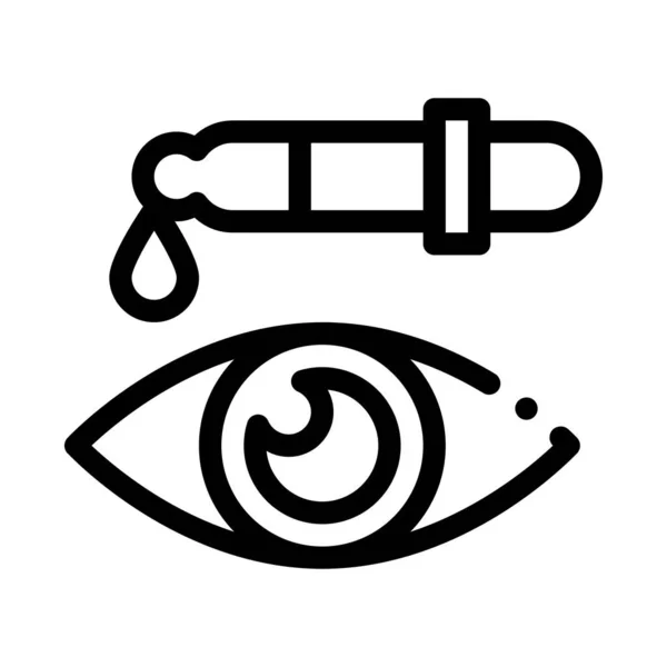 Göz Tıbbı Düşürücü Pipette Simgesi İnce Çizgi Vektörü — Stok Vektör