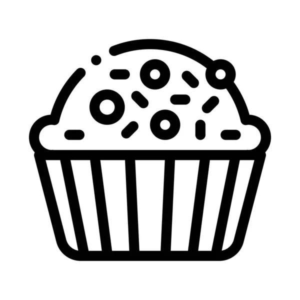 Muffin Delicious Baked Food Icon Thin Line Vector — Stockvector