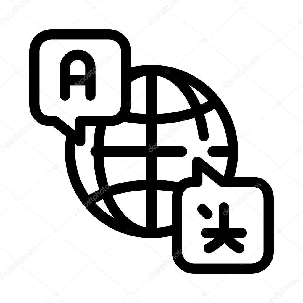 World International Language Icon Thin Line Vector Globe With Quote Frames And Different Country Speak Language Concept Linear Pictogram Monochrome Outline Sign Isolated Contour Symbol Illustration Premium Vector In Adobe Illustrator You can use it as a font or directly copy/paste the svg code into your project. language icon thin line vector globe