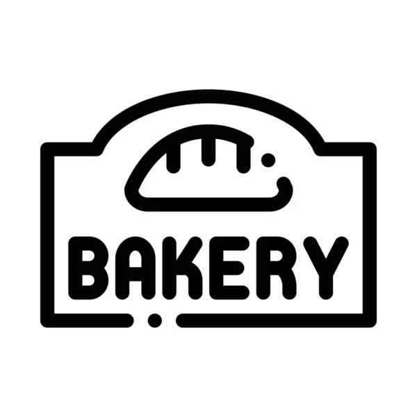 Bakery Pão Loja Nameplate Ícone Linha fina Vector — Vetor de Stock