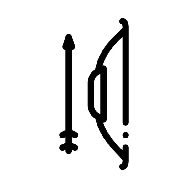 Ancient Bow And Arrow Tool Icon Thin Line Vector — Stockový vektor