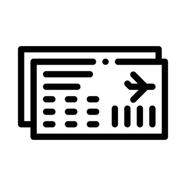 Uçak Biletleri Geçiş Kartı Simge İnce Satır Vektörü