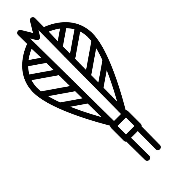 Freccia piumaggio piuma dettaglio icona sottile linea vettoriale — Vettoriale Stock