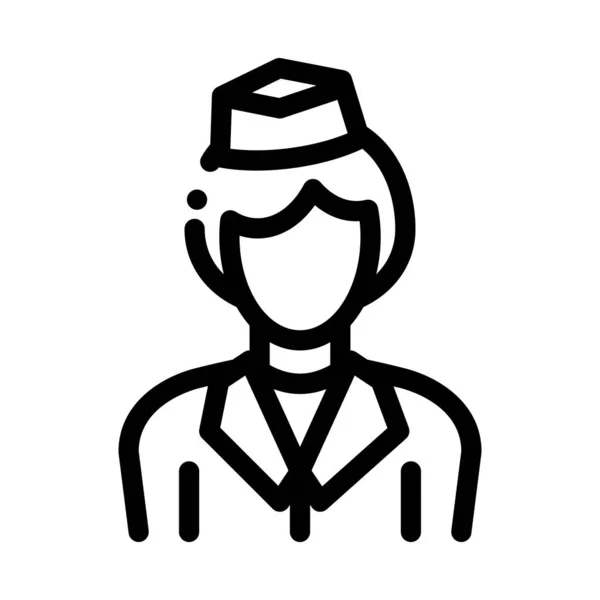 Stewardess Woman Silhouette Icon Thin Line Vector — Stok Vektör