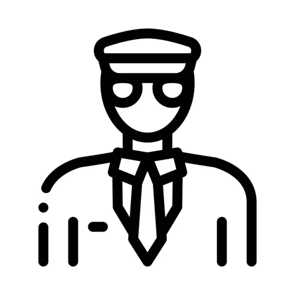 Pilot Aircraft Silhouette Icon Thin Line Vector — Stockový vektor