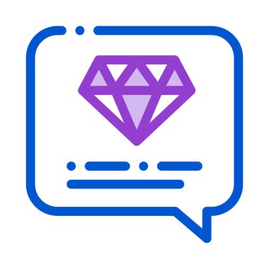 Tırnak içinde Elmas Taşı Kare Simge İnce Satır Vektörü