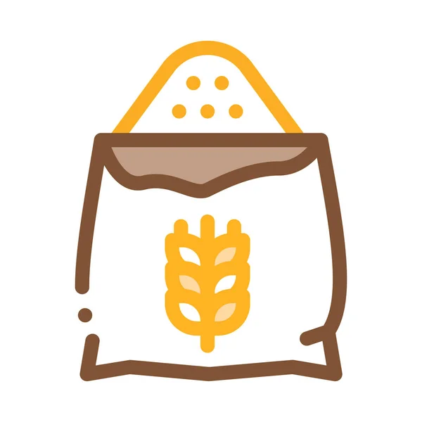 Saco de farinha de trigo natural Ícone fino linha Vector — Vetor de Stock