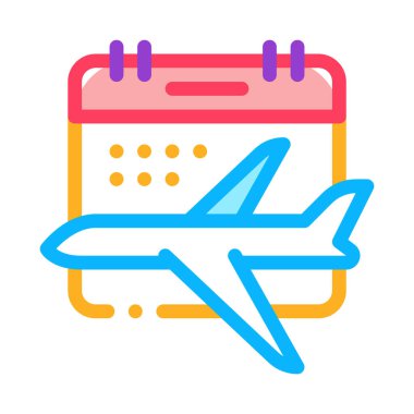 Uçak Uçuşu Takvim Tarihi Simgesi İnce Satır Vektörü