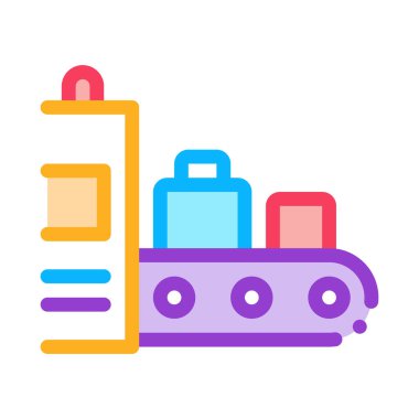 Bagaj Güvenlik Sistemi Simgesi İnce Satır Vektörü