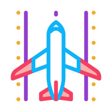 Pist Havaalanı 'ndaki Uçak Simgesi İnce Çizgi Vektörü