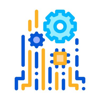 Mekanizma Chip Simgesi Vektör Özeti Çizimi