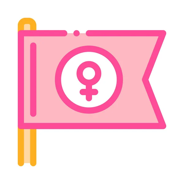 Female Mark Flag Icon Vector Outline Illustration — Stock Vector