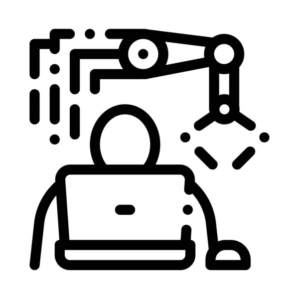 Programming Robot Icon Vector Outline Illustration — Stockový vektor