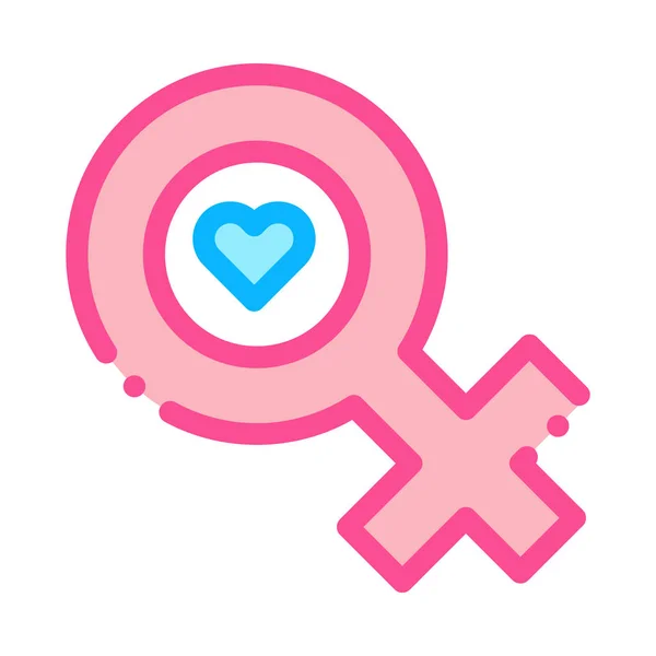 Kvinnlig Mark hjärta ikon vektor skiss Illustration — Stock vektor