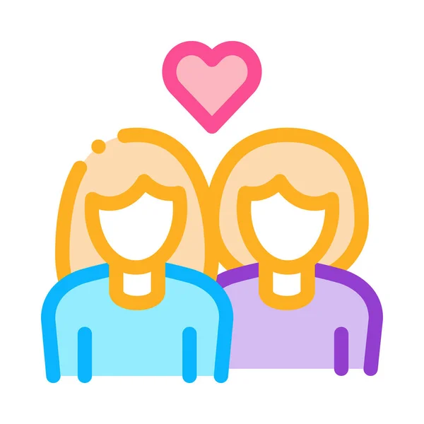 Lesbians Love Icon Vector Outline Illustration — Stock Vector