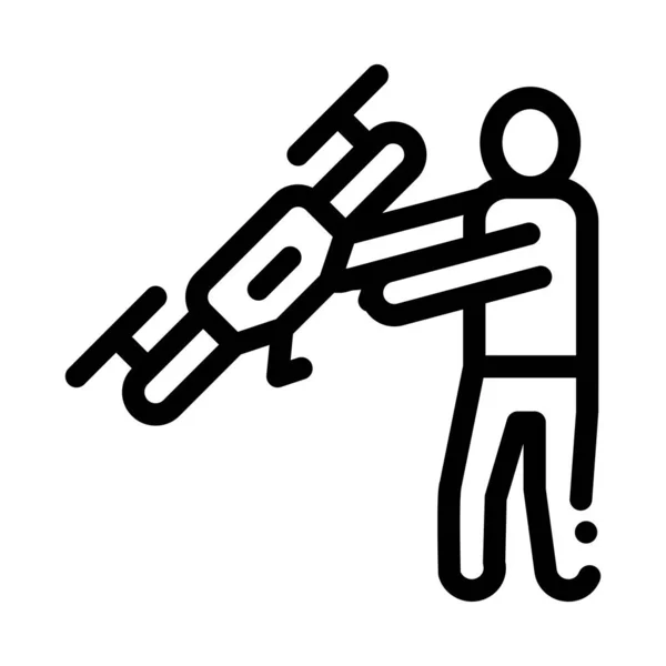 Icono de dron de retención humana Vector esquema ilustración — Vector de stock