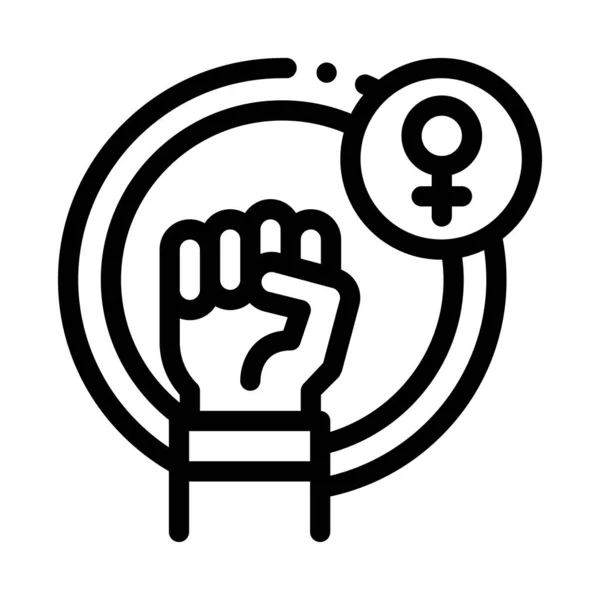 Fist Female Mark Icon Vector Outline Illustration — Stock Vector