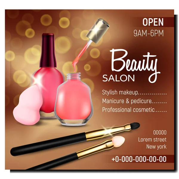 Salón de belleza para maquillaje elegante Banner Vector — Archivo Imágenes Vectoriales