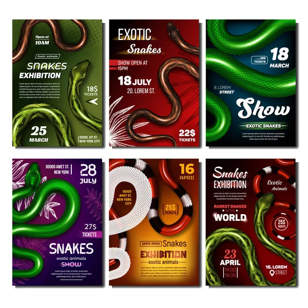 Экзотические змеи показывают рекламные баннеры — стоковый вектор